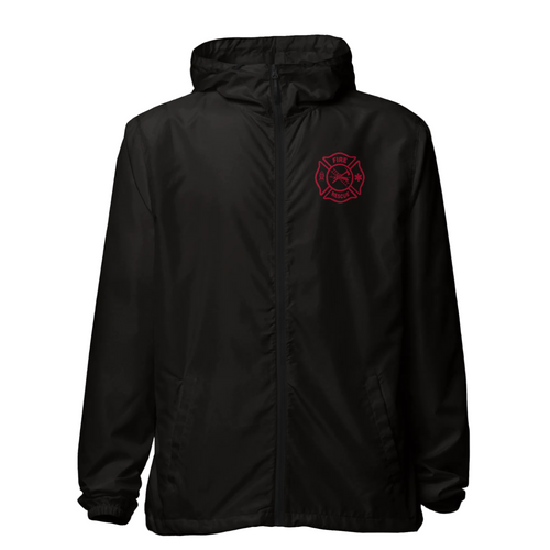 Firefighter windbreaker with large Fire Rescue Duty Wear identification