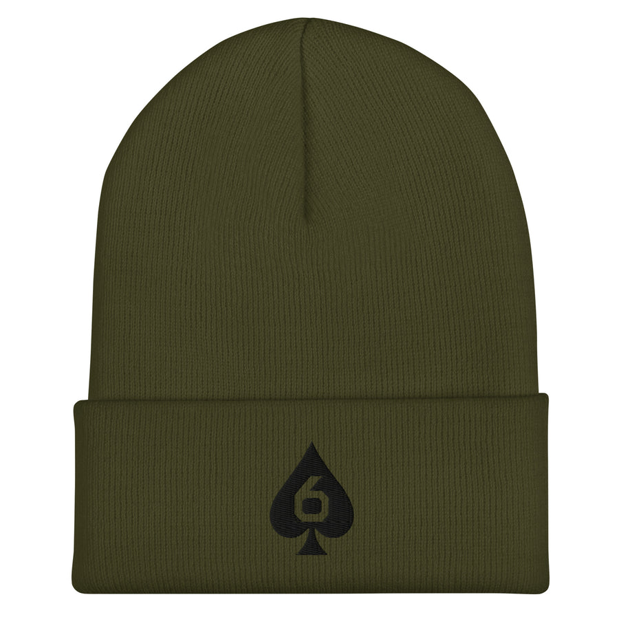 Six of Spades — Signature Cuffed Beanie, front view