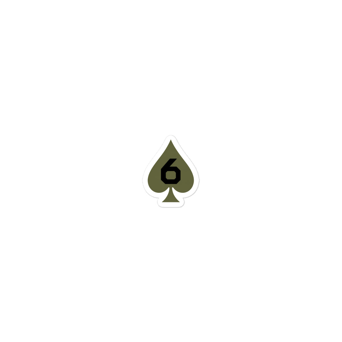Six of Spades - Morale Patch Sticker (OD Green) — Front view