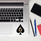 Six of Spades — Morale Patch Sticker (Black) — Front view