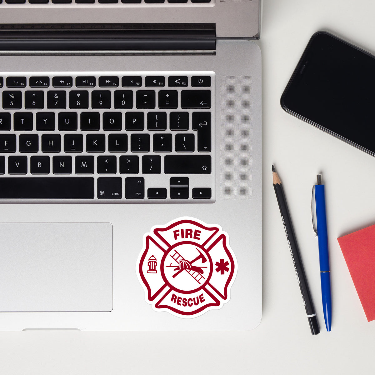 Fire Rescue Maltese Cross — Morale Patch Sticker — Front view