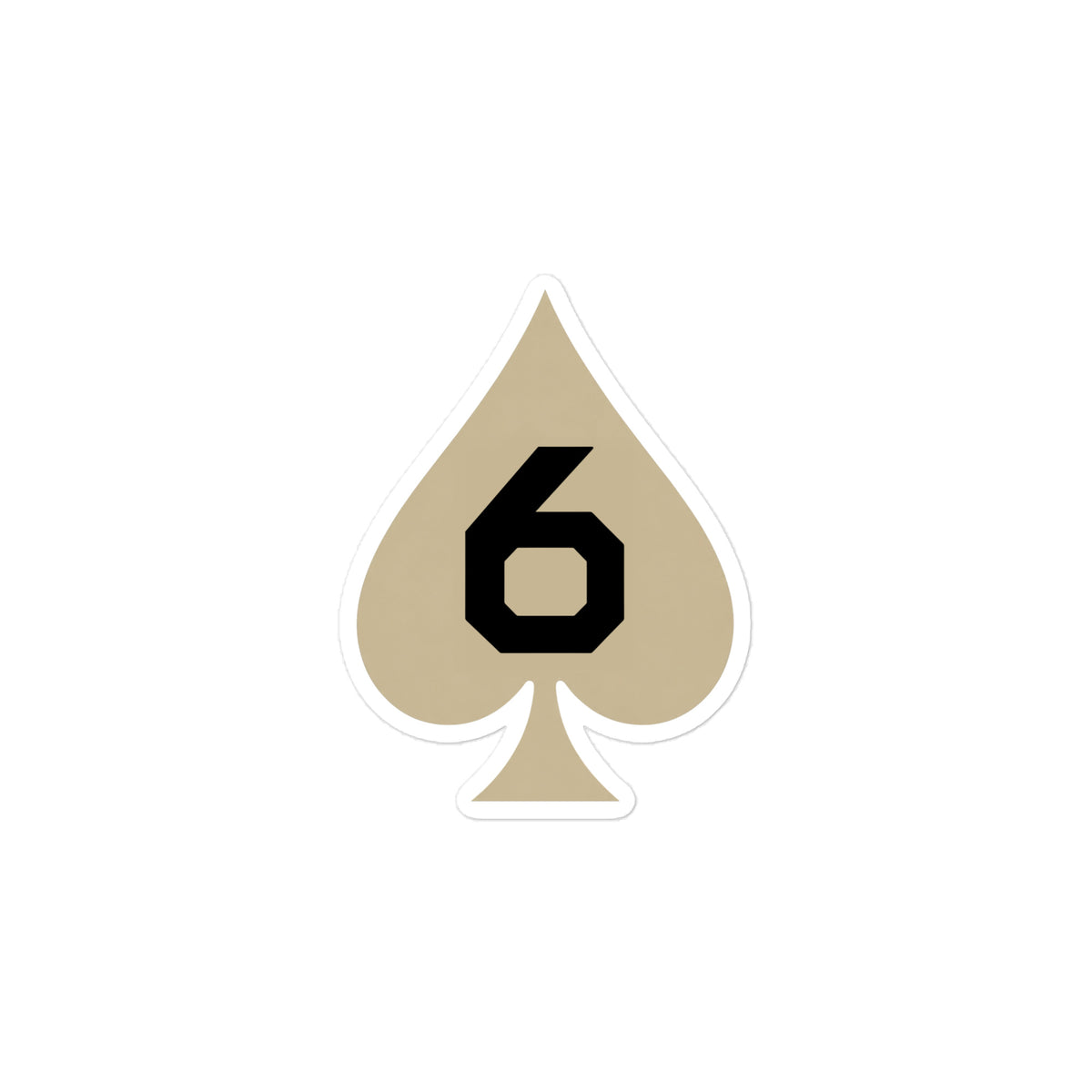 Six of Spades - Morale Patch Sticker (Desert Tan) — Front view