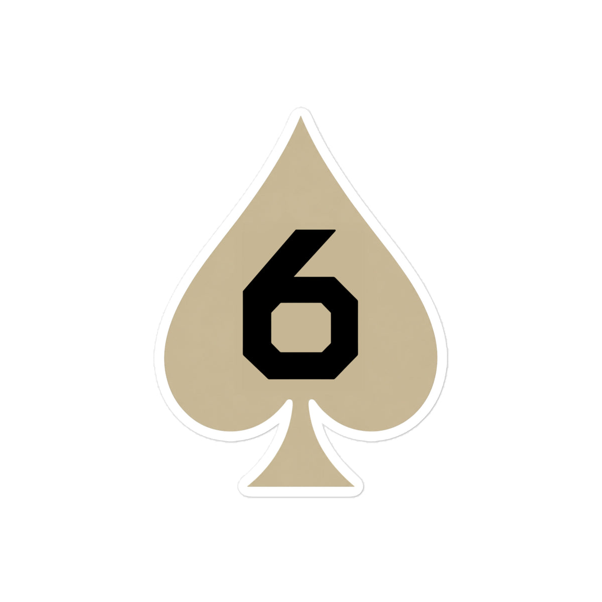 Six of Spades - Morale Patch Sticker (Desert Tan) — Front view