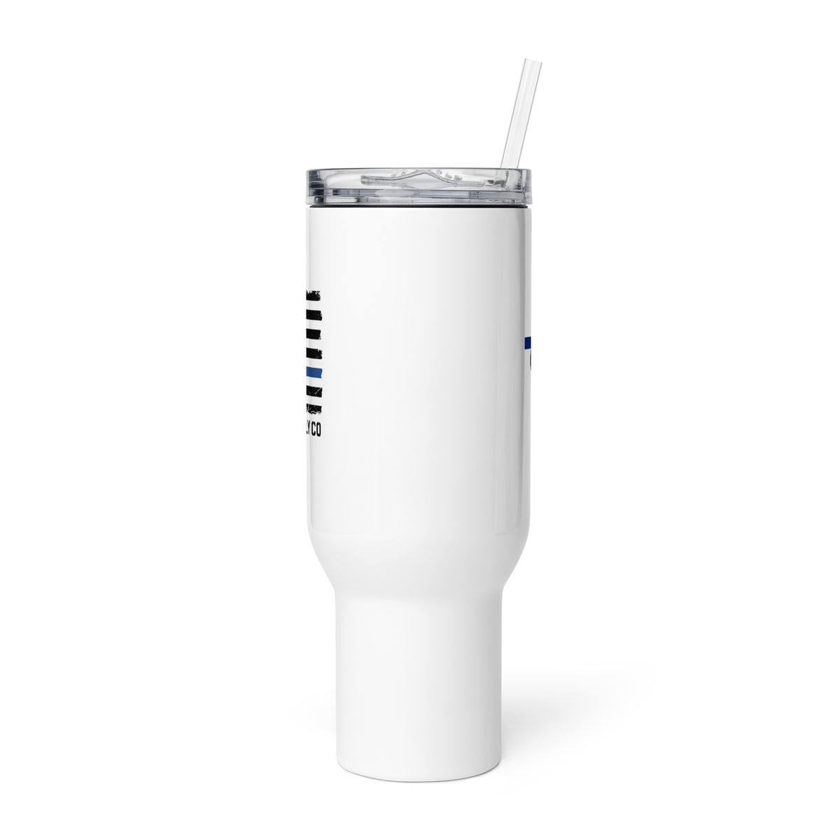 Thin Blue Line Honor Flag — Travel Mug — White, 40 oz, front view