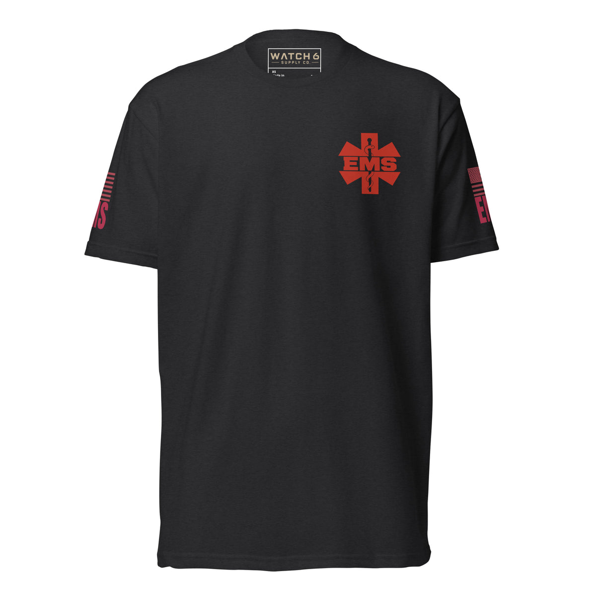EMS — Duty Wear T-Shirt (Flag & Sleeve Identifier) — Black — Front view