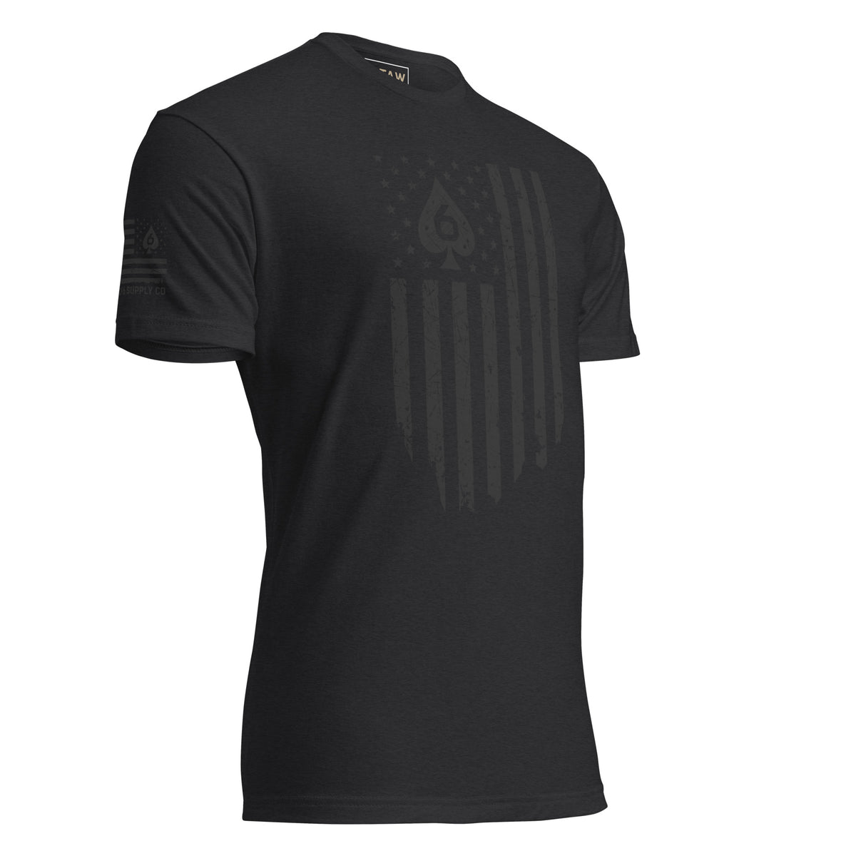 Watch Your Six Flag — Standard Issue T-Shirt — Black, front-right view