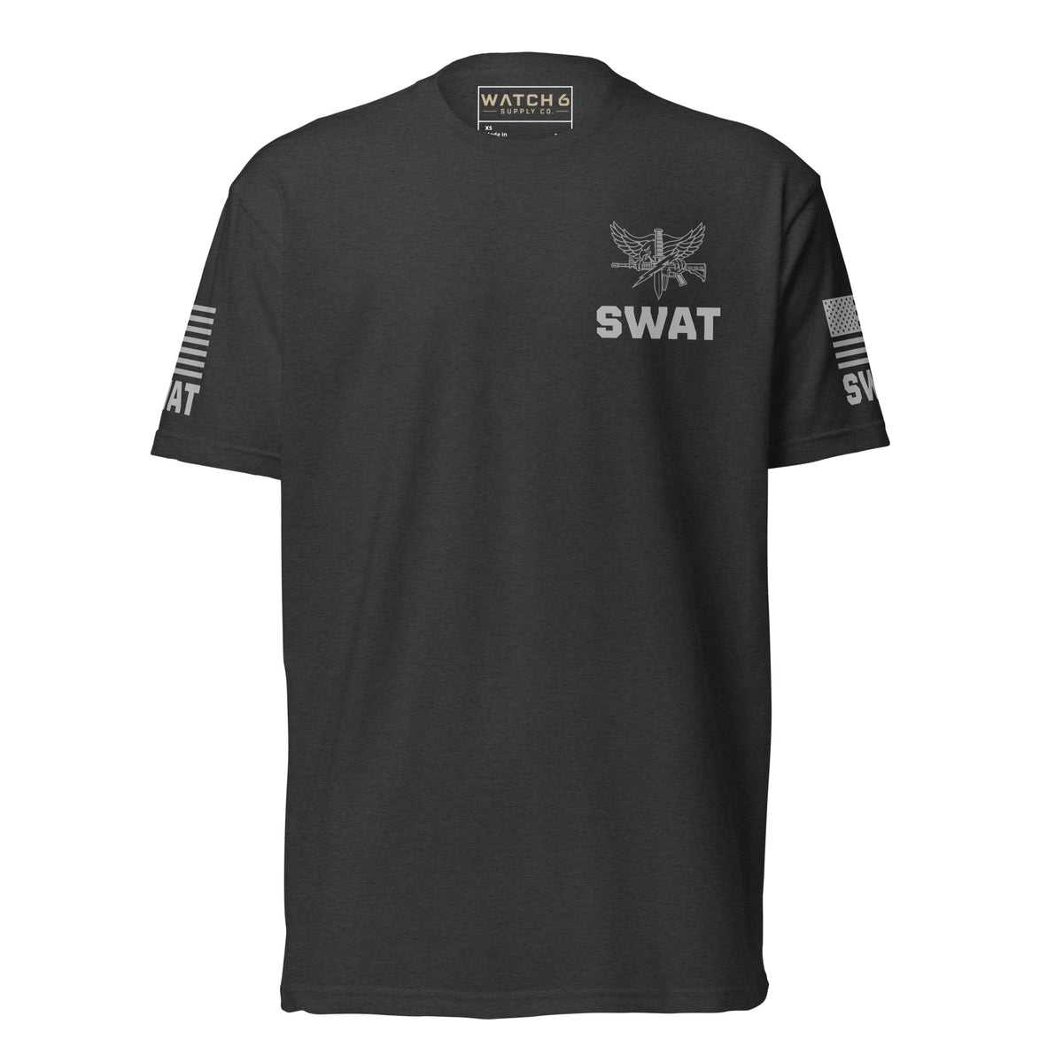 SWAT — Duty Wear T-Shirt (Flag & Sleeve Identifier) — Charcoal — Front view