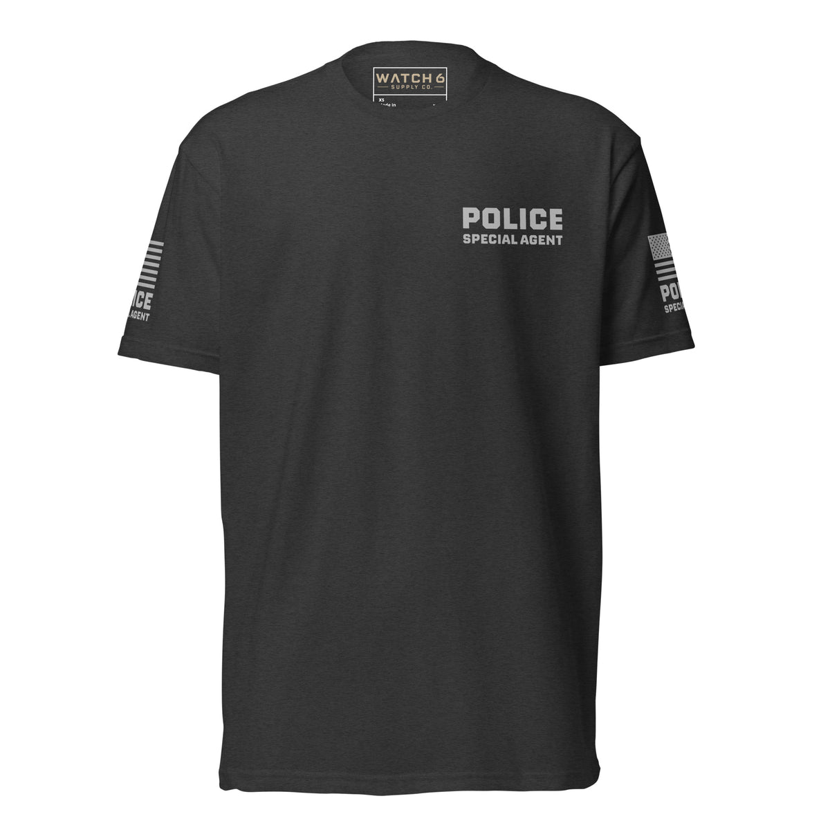Special Agent — Duty Wear T-Shirt (Full Sleeve Identifier) — Charcoal — Front view