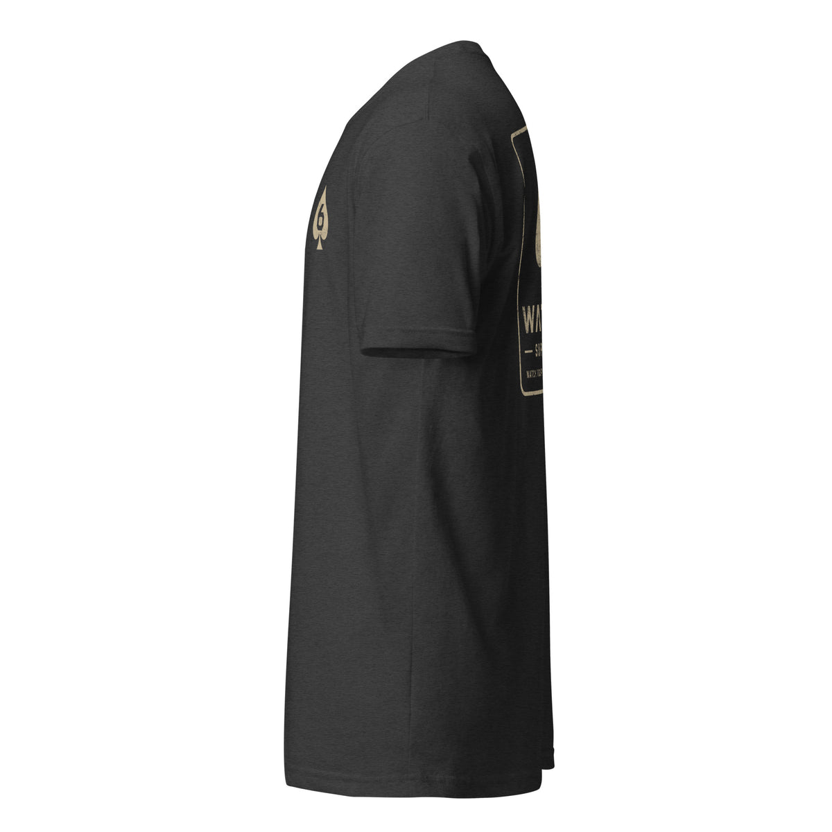 Six of Spades — Signature T-Shirt, in Charcoal, left-side view