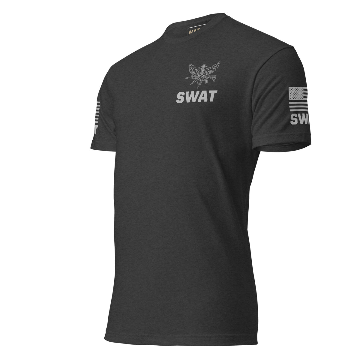SWAT — Duty Wear T-Shirt (Flag & Sleeve Identifier) — Charcoal — Left front view