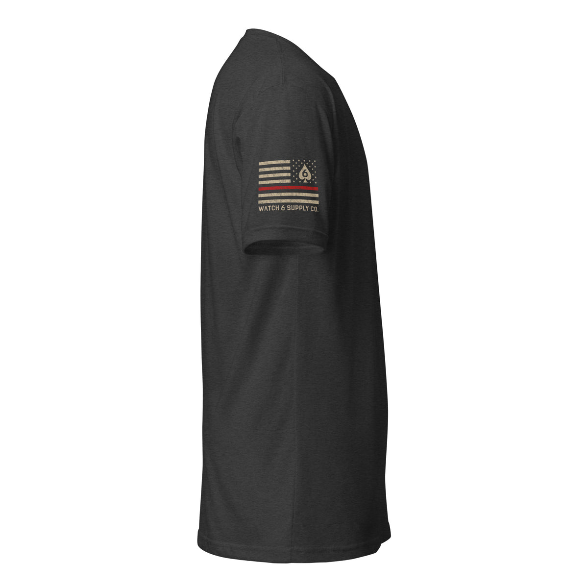 Thin Red Line — Six of Spade — Honor Series T-Shirt — Charcoal, right-side view