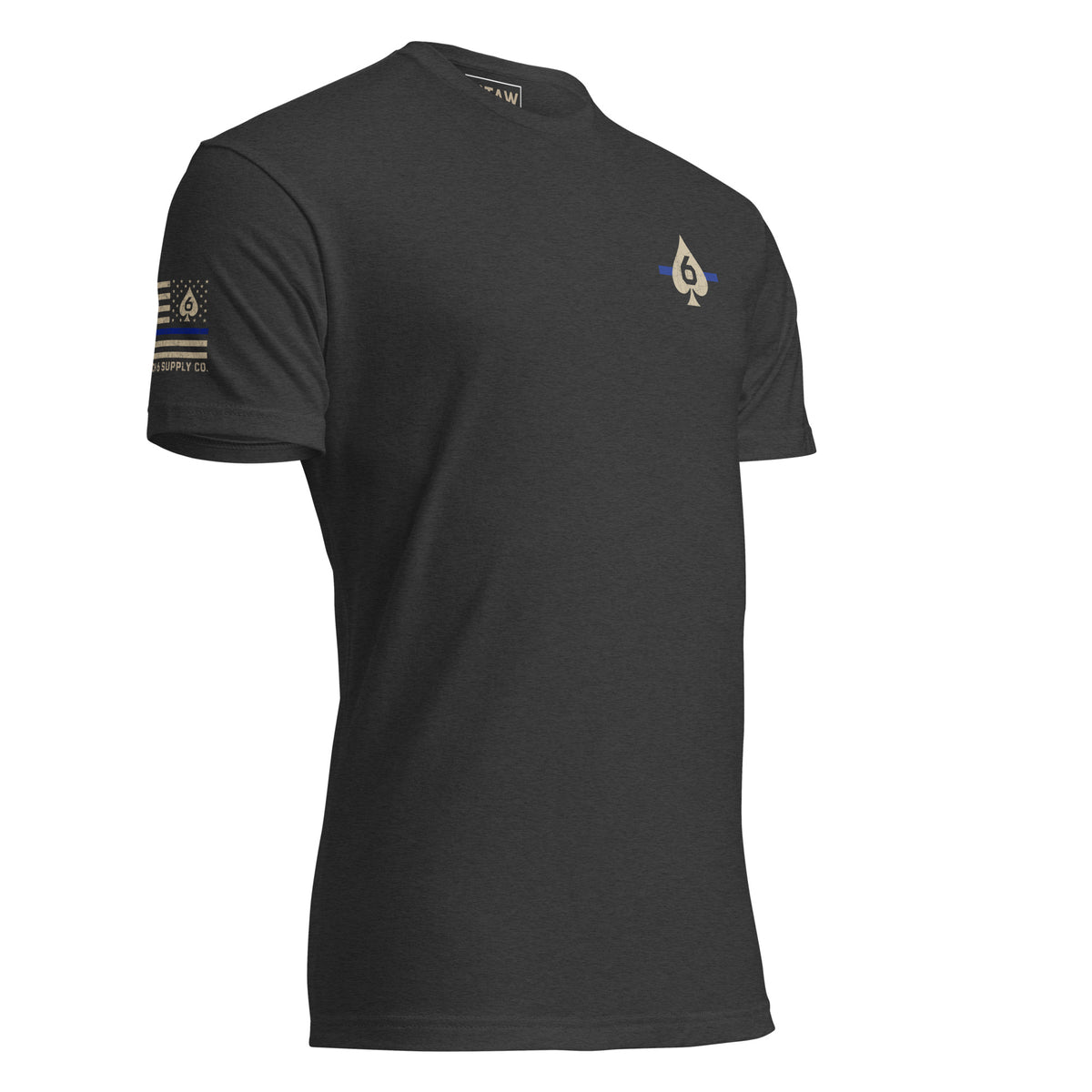 Thin Blue Line — Six of Spade — Honor Series T-Shirt — Charcoal, front-right view