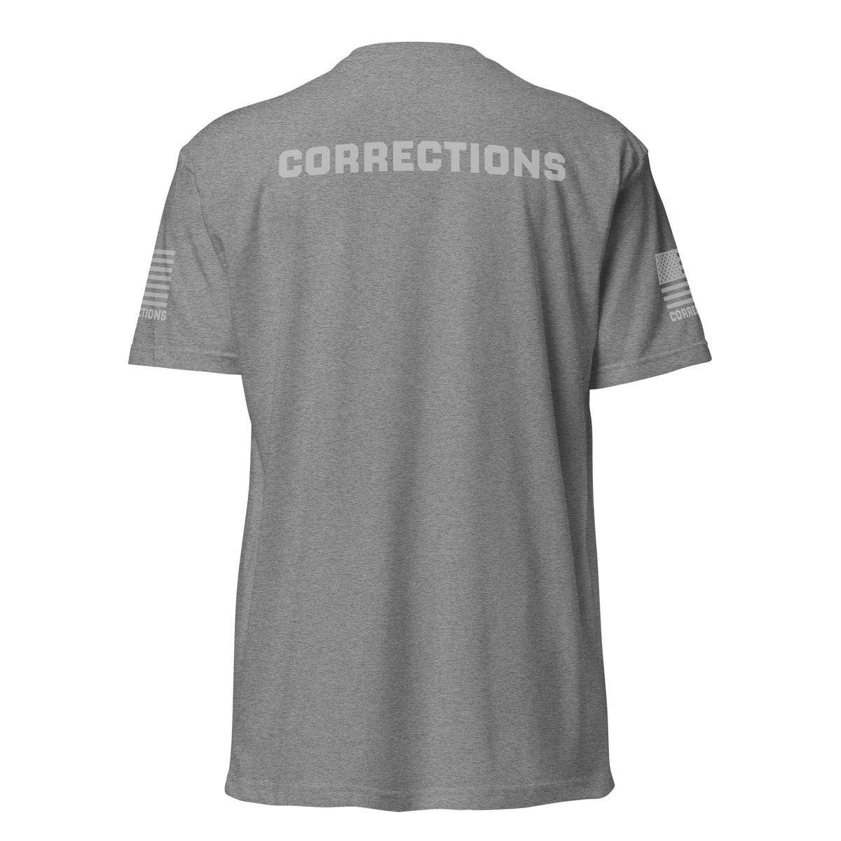 Corrections — Duty Wear T-Shirt (Flag & Sleeve Identifier) — Dark Heather Gray — Back view