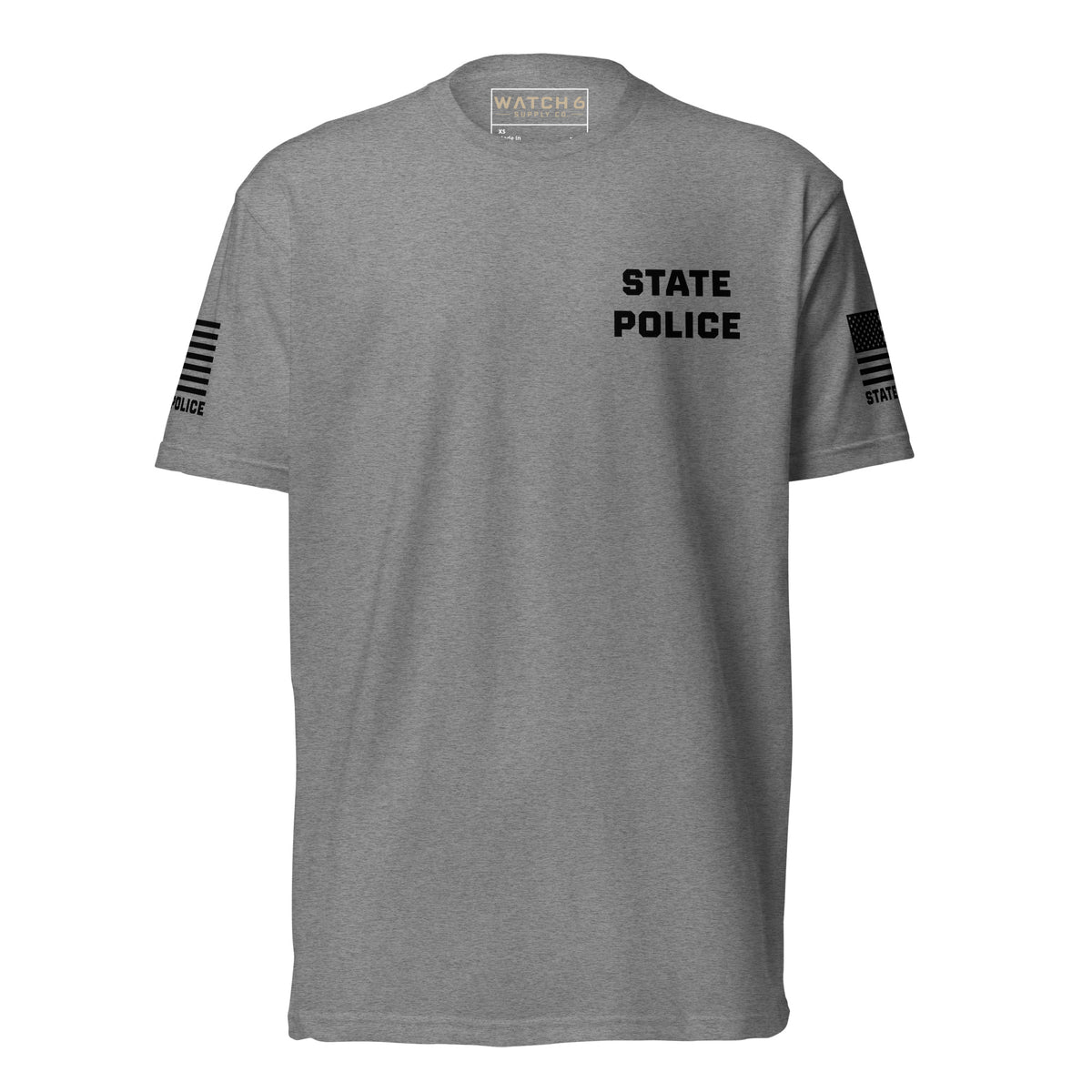 State Police — Duty Wear T-Shirt (Flag & Sleeve Identifier) — Dark Heather Gray — Front view