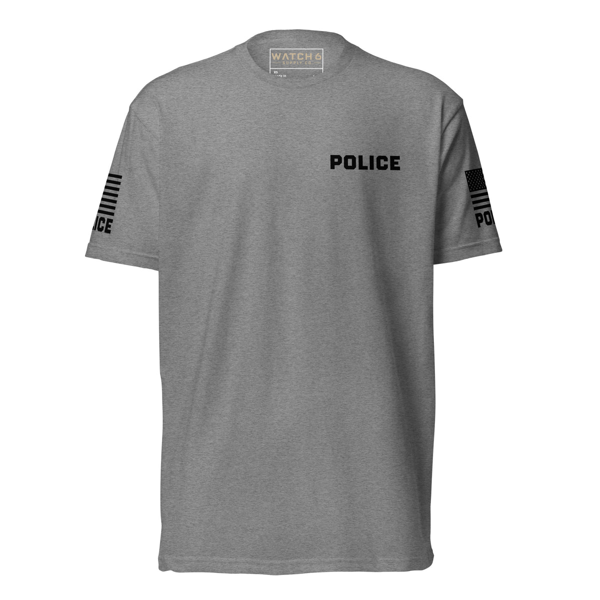 Police — Duty Wear T-Shirt (Flag & Sleeve Identifier) — Dark Heather Gray — Front view