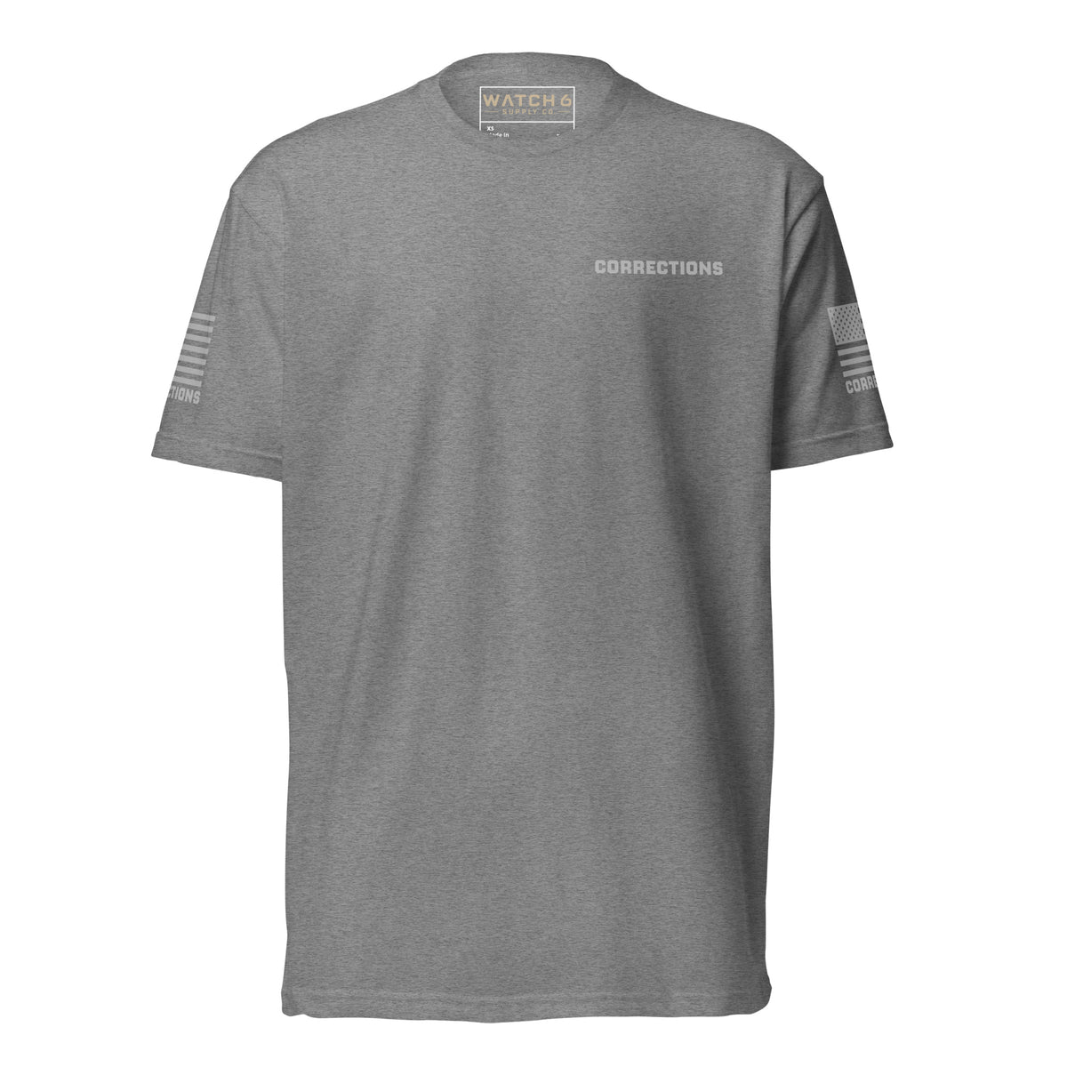 Corrections — Duty Wear T-Shirt (Flag & Sleeve Identifier) — Dark Heather Gray — Front view