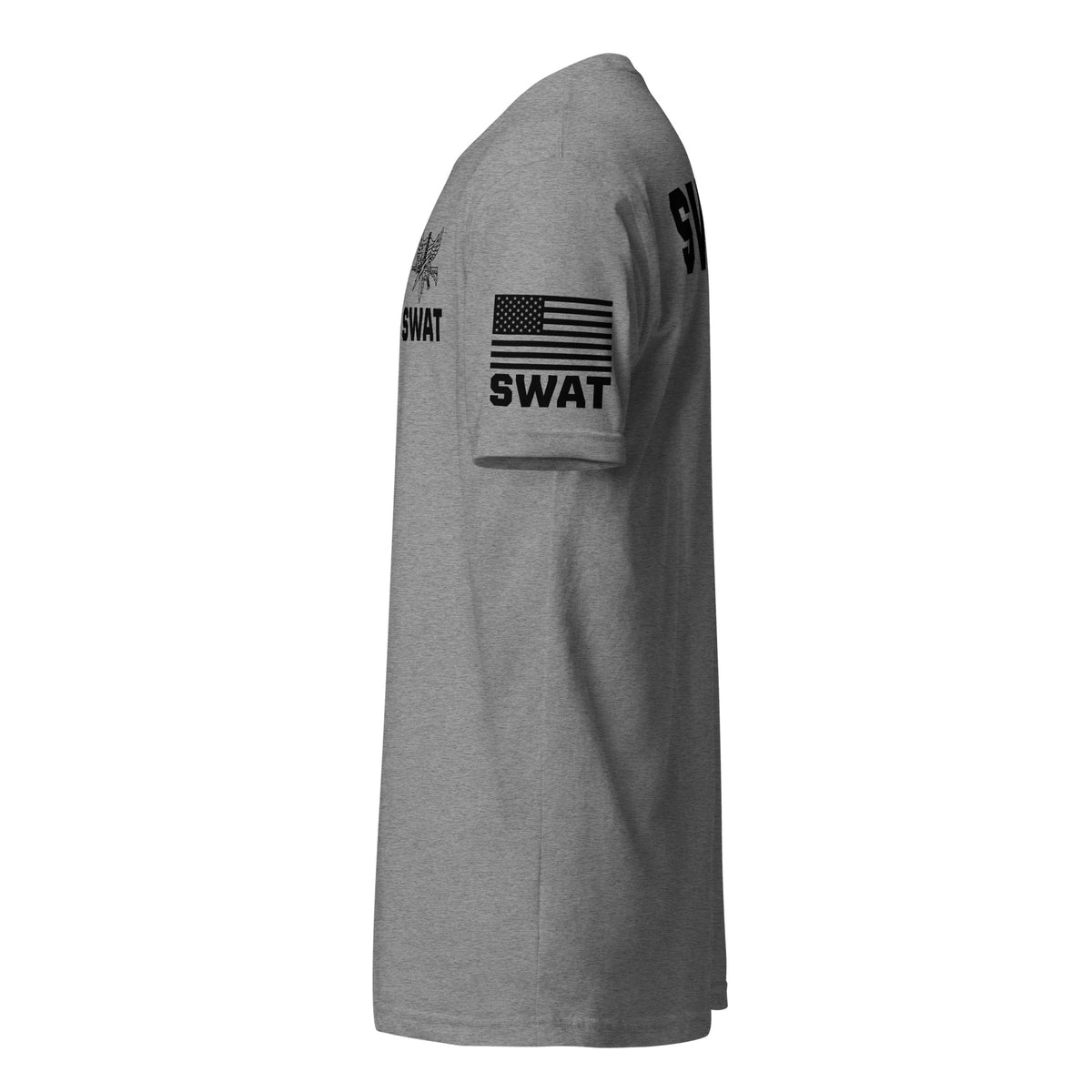 SWAT — Duty Wear T-Shirt (Flag & Sleeve Identifier) — Dark Heather Gray — Left-side view