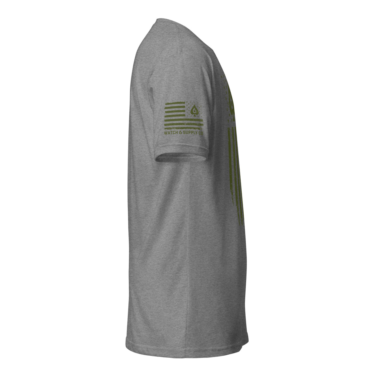 Watch Your Six Flag — Standard Issue T-Shirt — Dark Heather Gray, right-side view