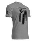 Watch Your Six Flag — Standard Issue T-Shirt — Dark Heather Gray, front-right view