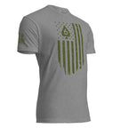 Watch Your Six Flag — Standard Issue T-Shirt — Dark Heather Gray, front-right view