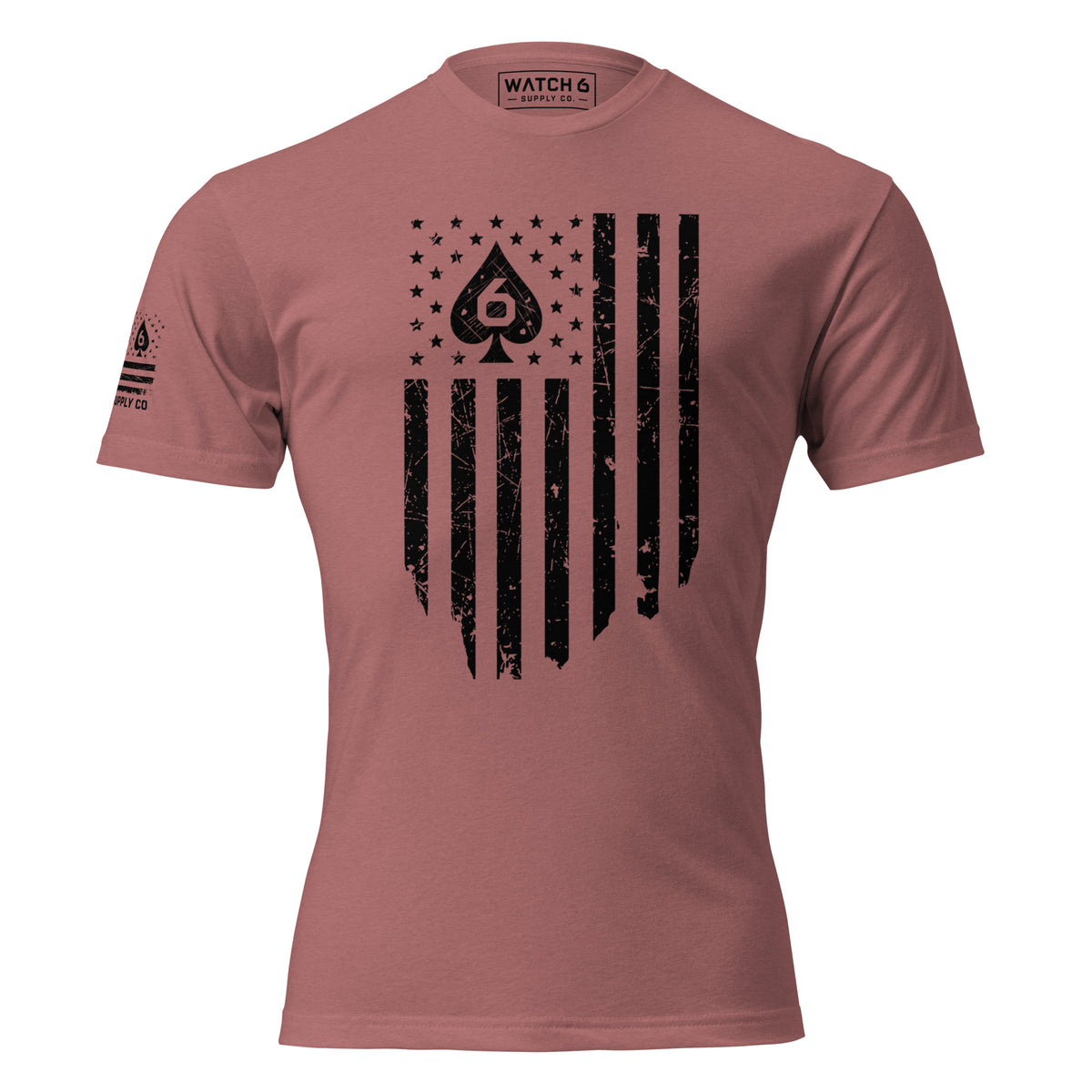 Watch Your Six Flag — Standard Issue T-Shirt — Heather Mauve, front view