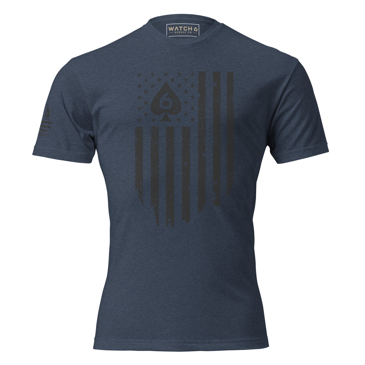 Watch Your Six Flag — Standard Issue T-Shirt — Midnight Navy, front view