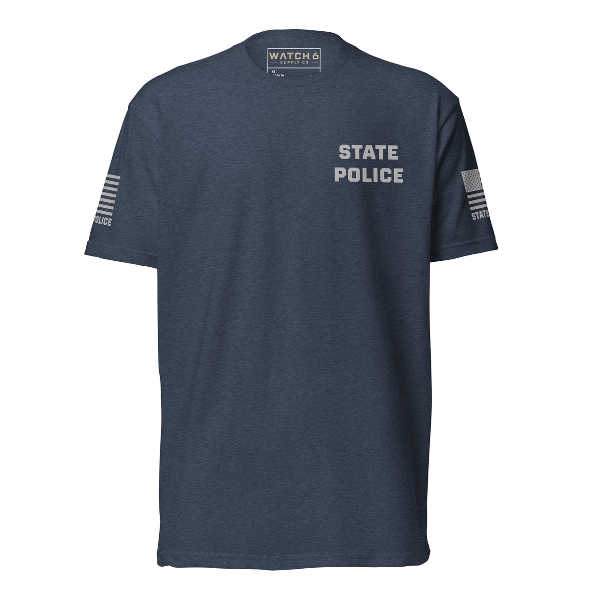 State Police — Duty Wear T-Shirt (Flag & Sleeve Identifier) — Midnight Navy — Front view