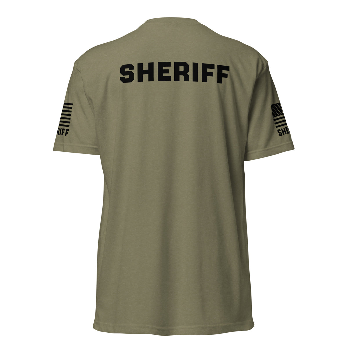 Sheriff — Duty Wear T-Shirt (Flag & Sleeve Identifier) — Military Green — Back view