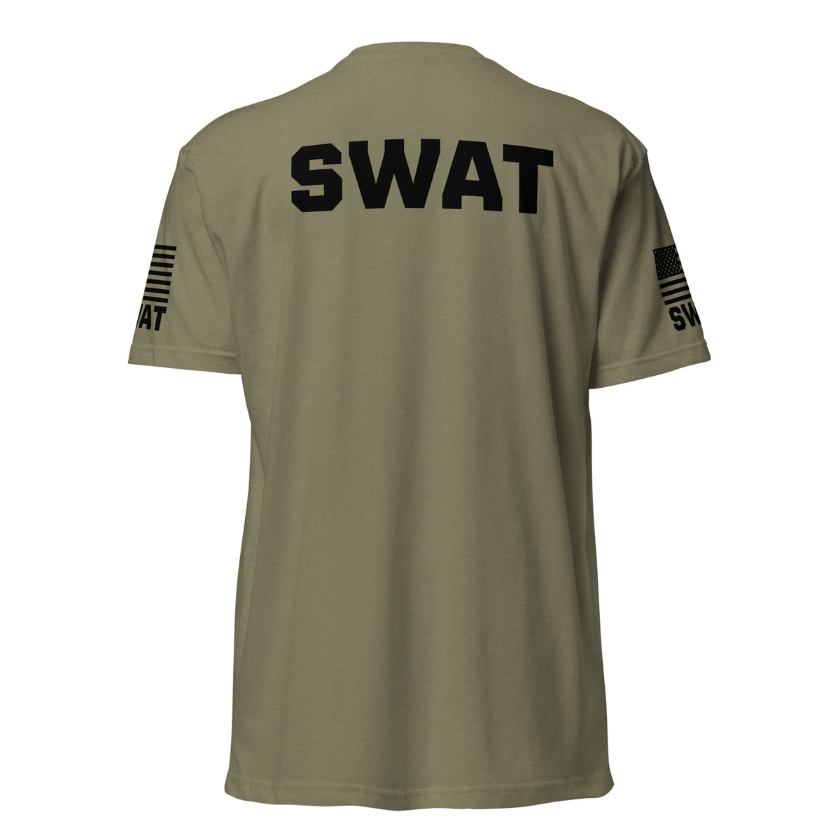 SWAT — Duty Wear T-Shirt (Flag & Sleeve Identifier) — Military Green — Back view