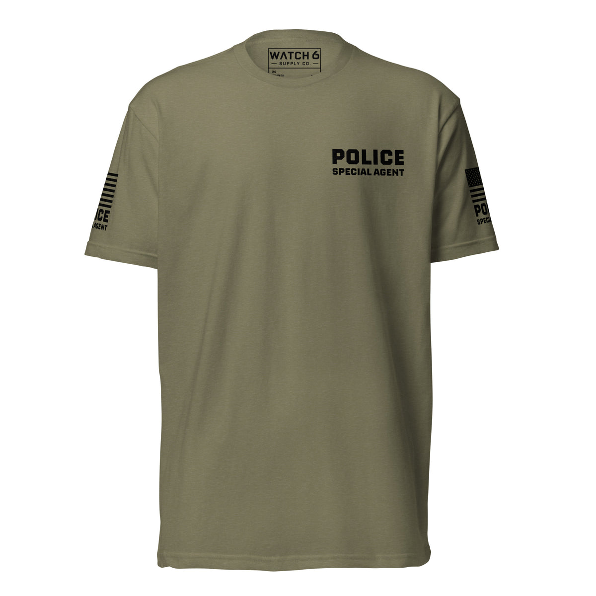 Special Agent — Duty Wear T-Shirt (Full Sleeve Identifier) — Military Green — Front view