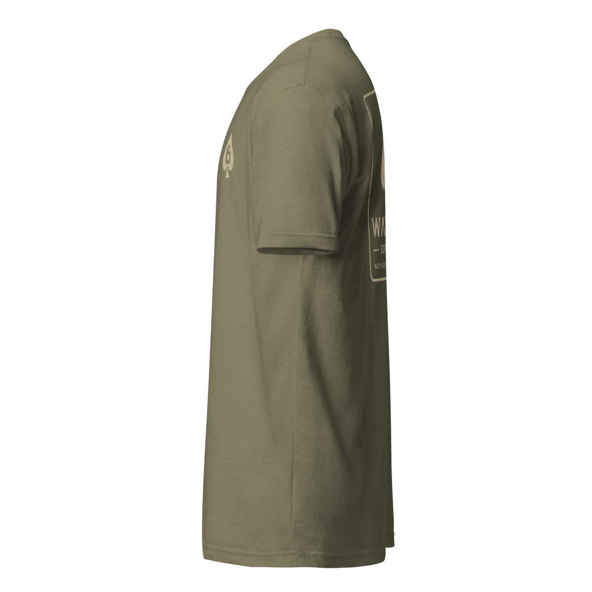 Six of Spades — Signature T-Shirt, in Military Green, left-side view