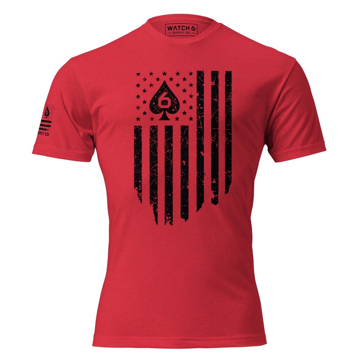 Watch Your Six Flag — Standard Issue T-Shirt — Red, front view