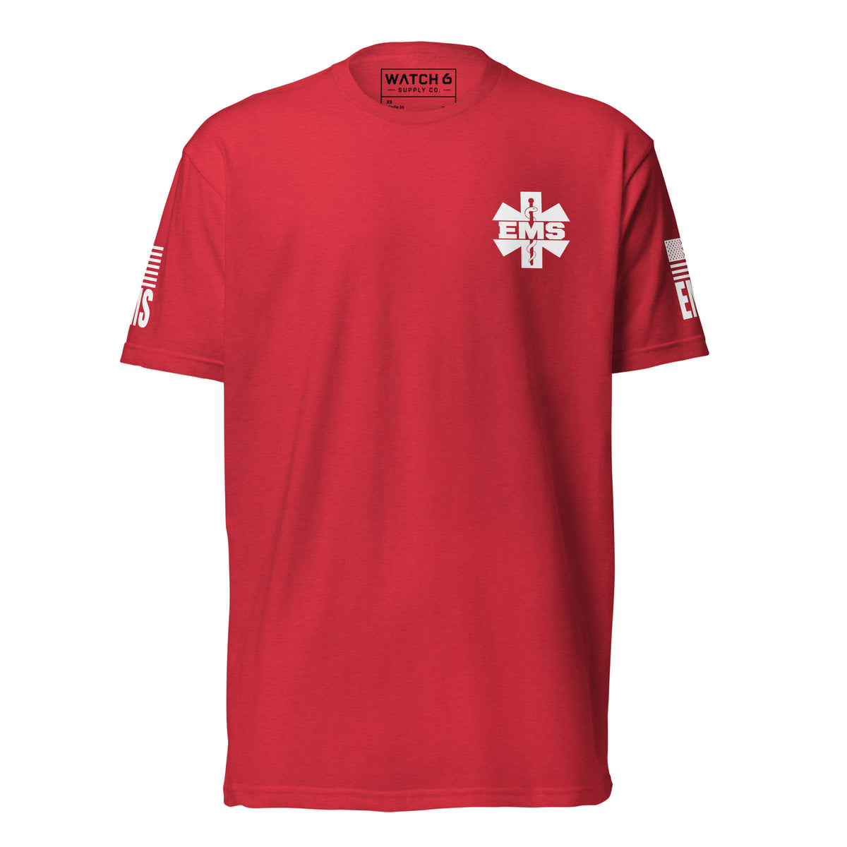 EMS — Duty Wear T-Shirt (Flag & Sleeve Identifier) — Red — Front view