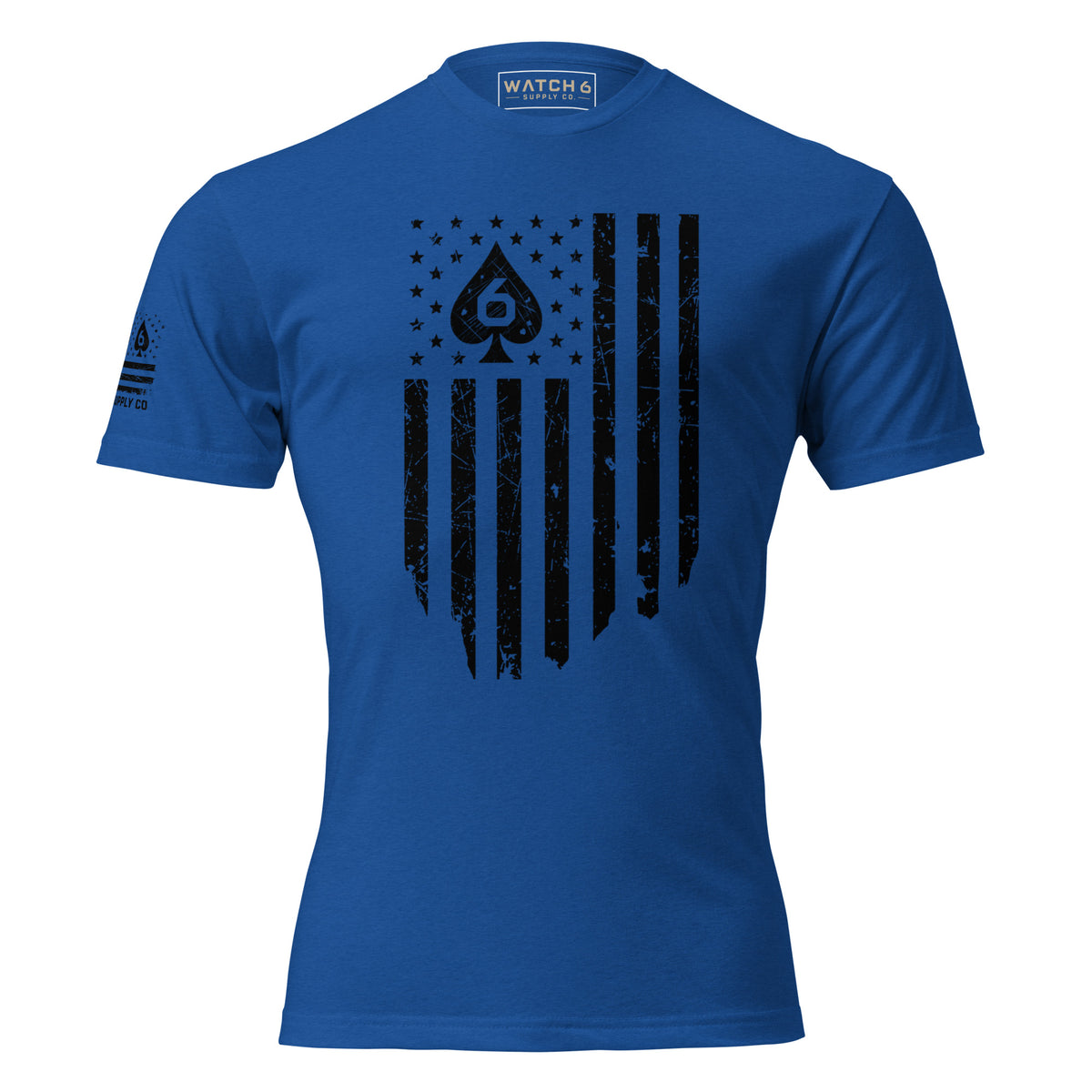 Watch Your Six Flag — Standard Issue T-Shirt — Royal, front view
