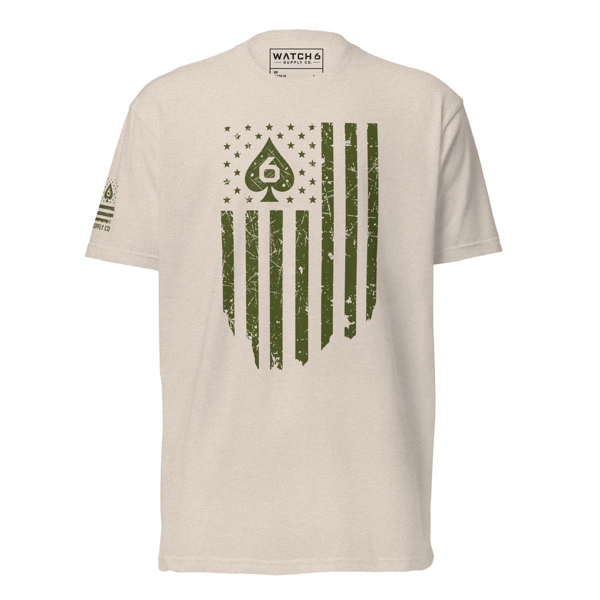 Watch Your Six Flag — Standard Issue T-Shirt — Sand, front view