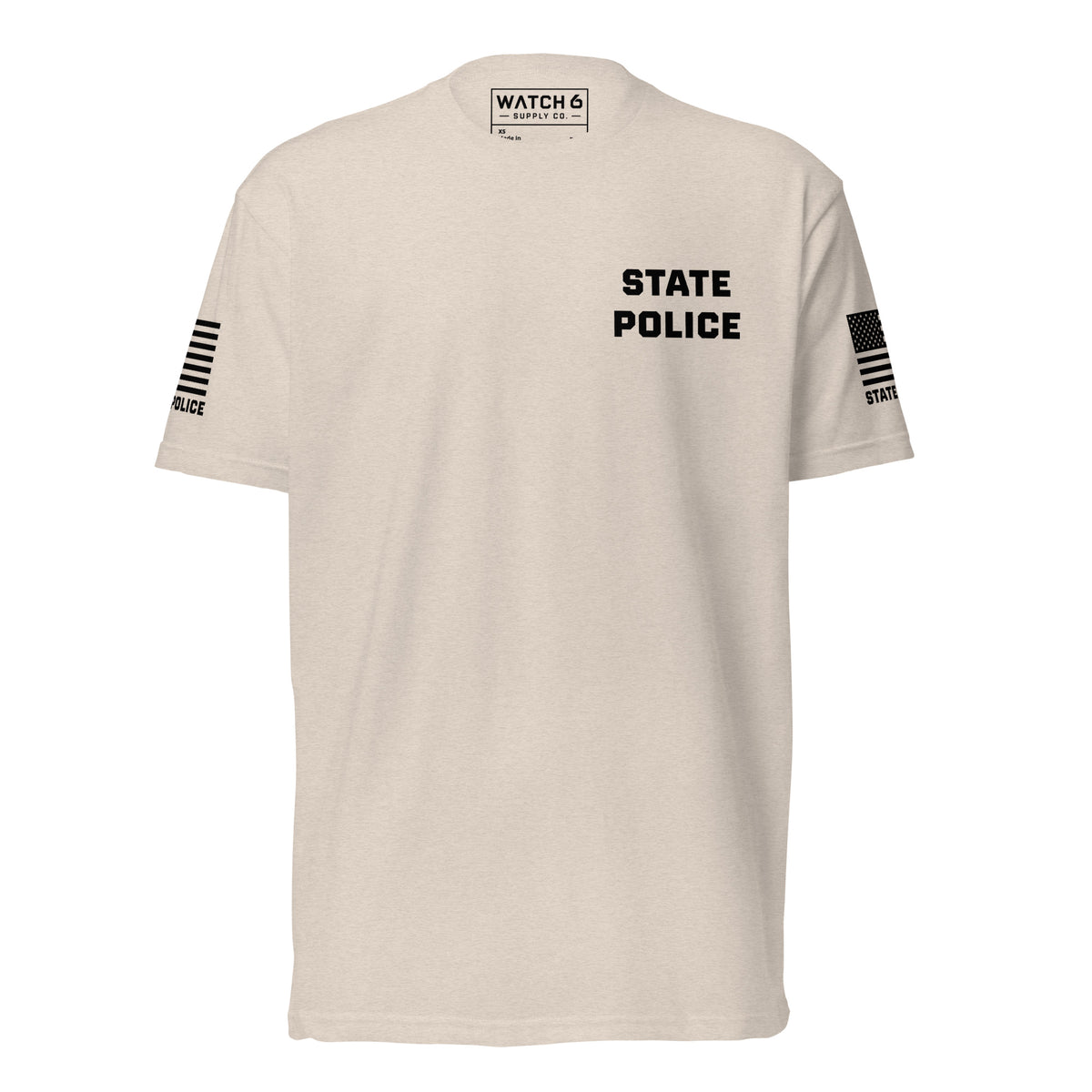State Police — Duty Wear T-Shirt (Flag & Sleeve Identifier) — Sand — Front view