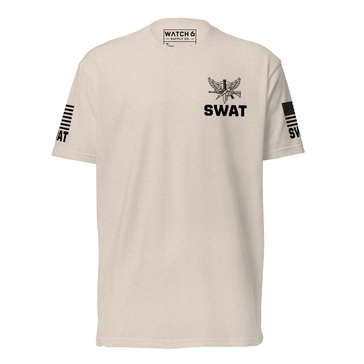 SWAT — Duty Wear T-Shirt (Flag & Sleeve Identifier) — Sand — Front view