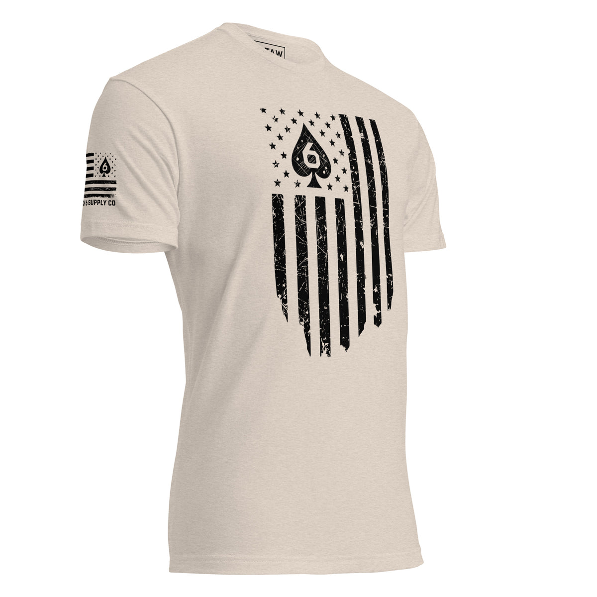 Watch Your Six Flag — Standard Issue T-Shirt — Sand, front-right view