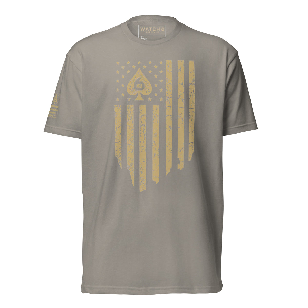 Watch Your Six Flag — Standard Issue T-Shirt — Stone Grey, front view