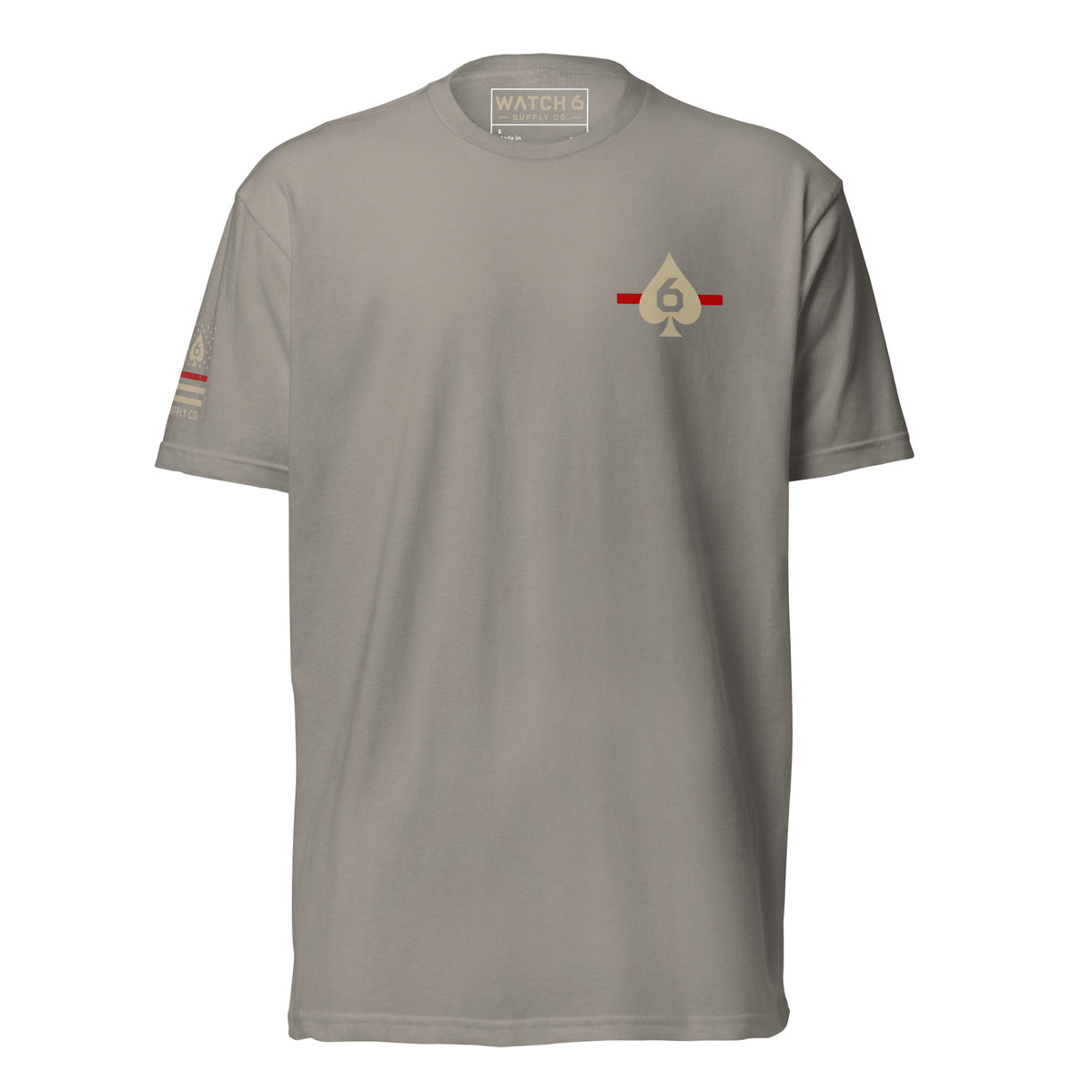 Thin Red Line — Six of Spade — Honor Series T-Shirt — Stone Grey, front view