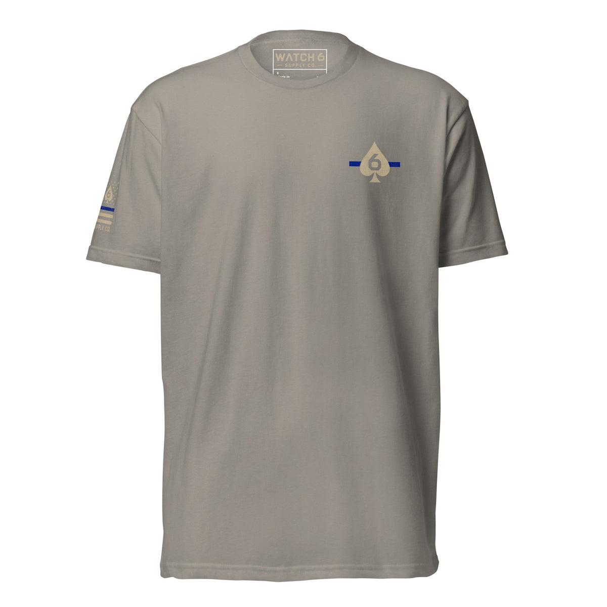 Thin Blue Line — Six of Spade — Honor Series T-Shirt — Stone Grey, front view
