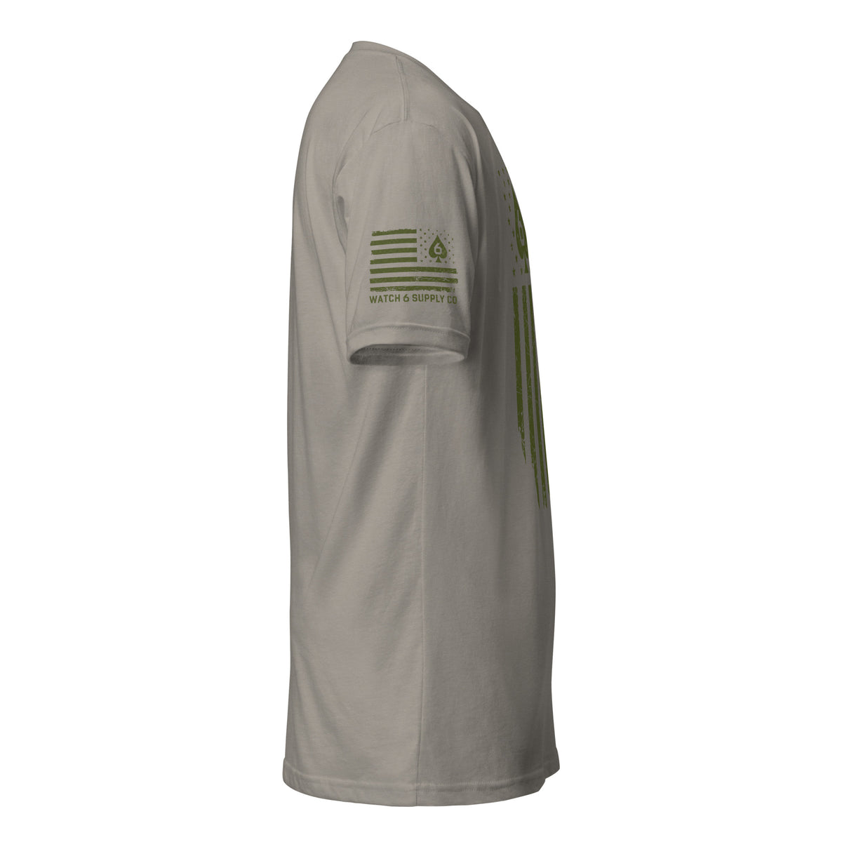 Watch Your Six Flag — Standard Issue T-Shirt — Stone Grey, right-side view