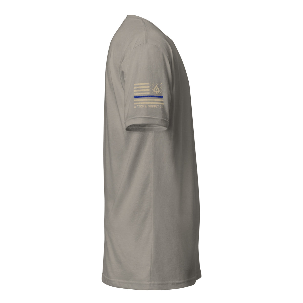 Thin Blue Line — Six of Spade — Honor Series T-Shirt — Stone Grey, right-side view
