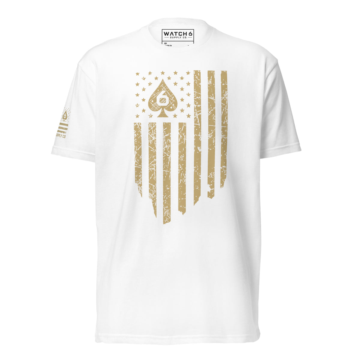 Watch Your Six Flag — Standard Issue T-Shirt — White, front view