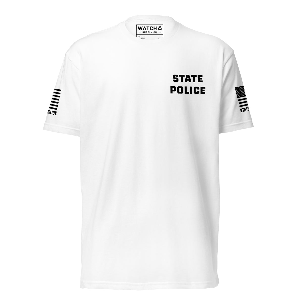 State Police — Duty Wear T-Shirt (Flag & Sleeve Identifier) — White — Front view