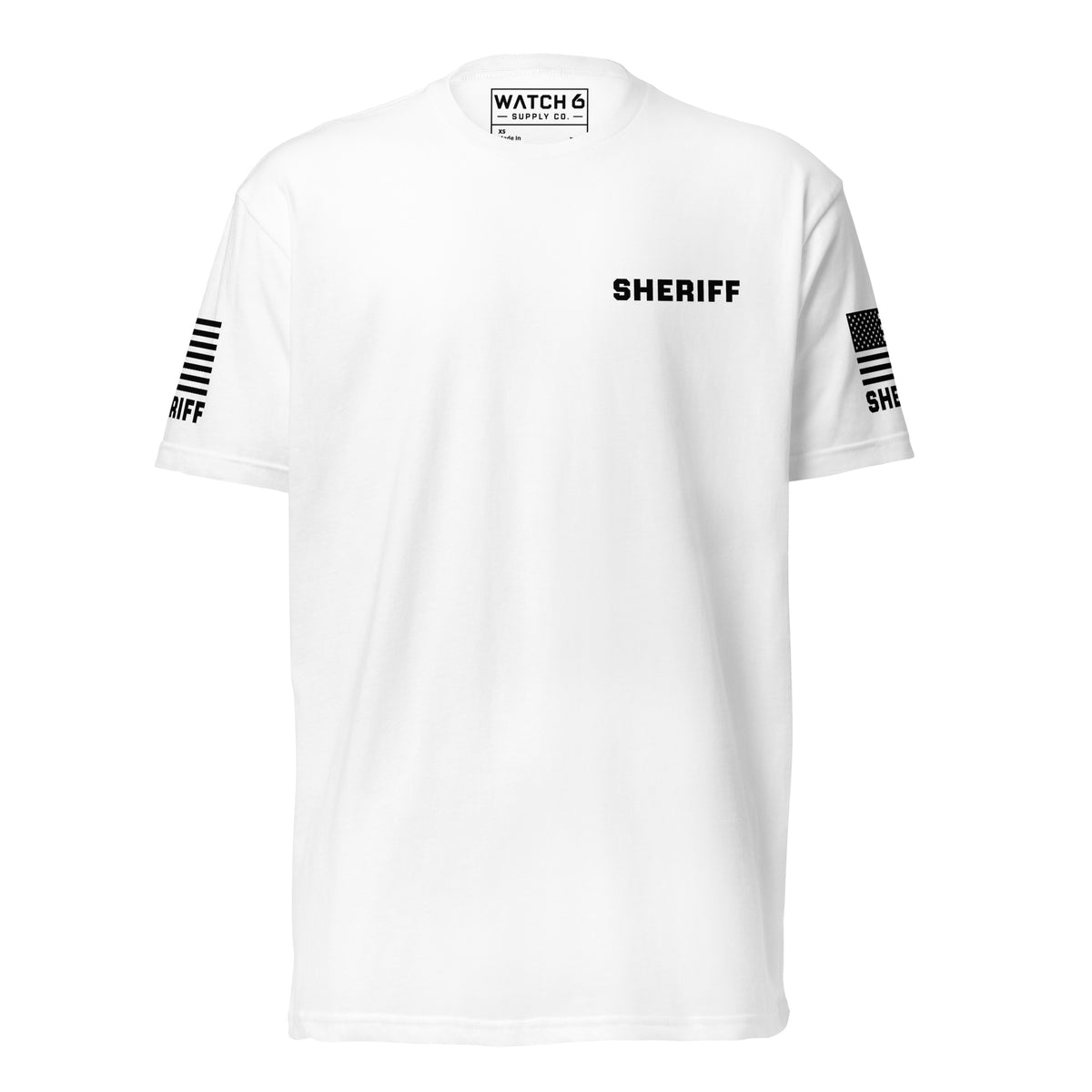 Sheriff — Duty Wear T-Shirt (Flag & Sleeve Identifier) — White — Front view