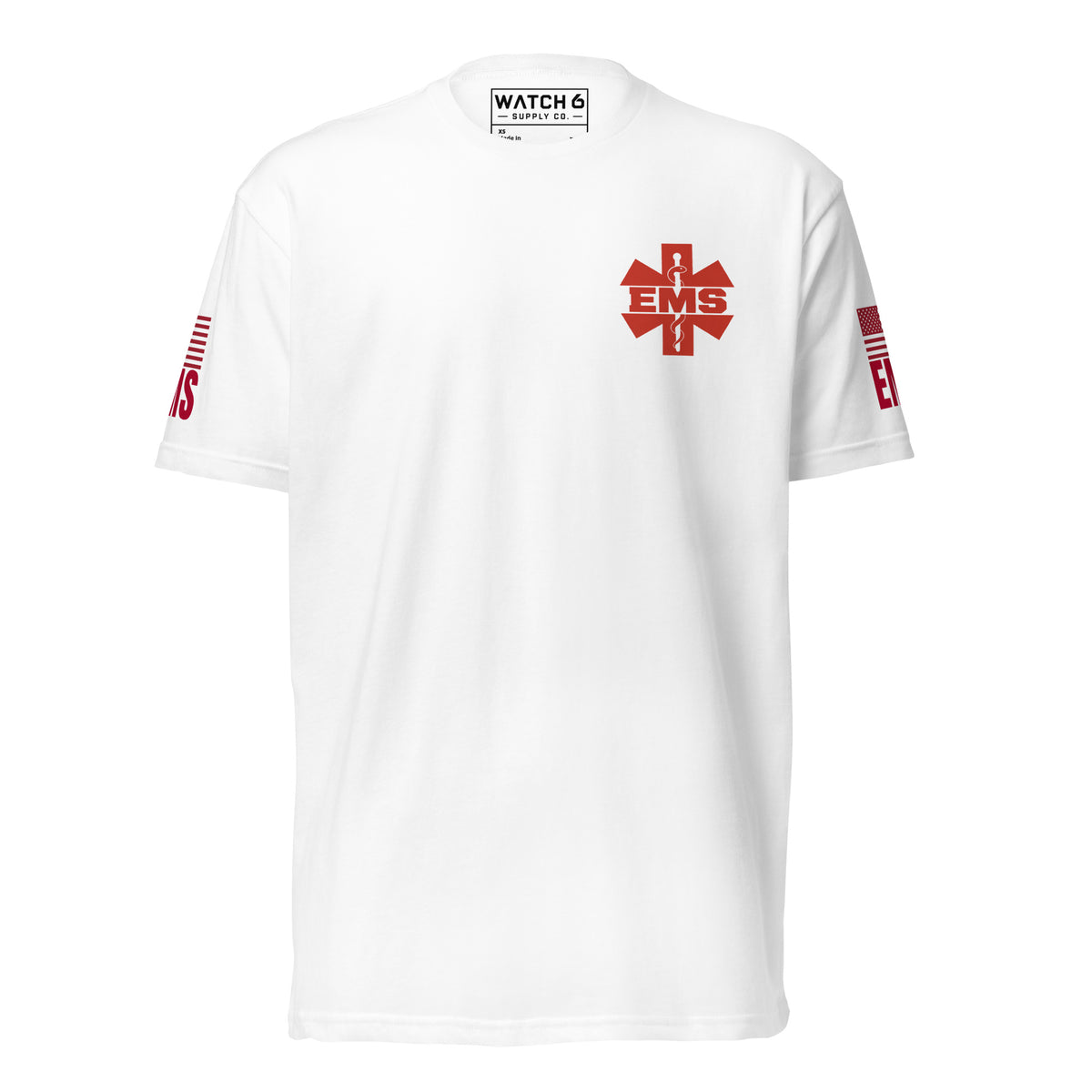 EMS — Duty Wear T-Shirt (Flag & Sleeve Identifier) — White — Front view