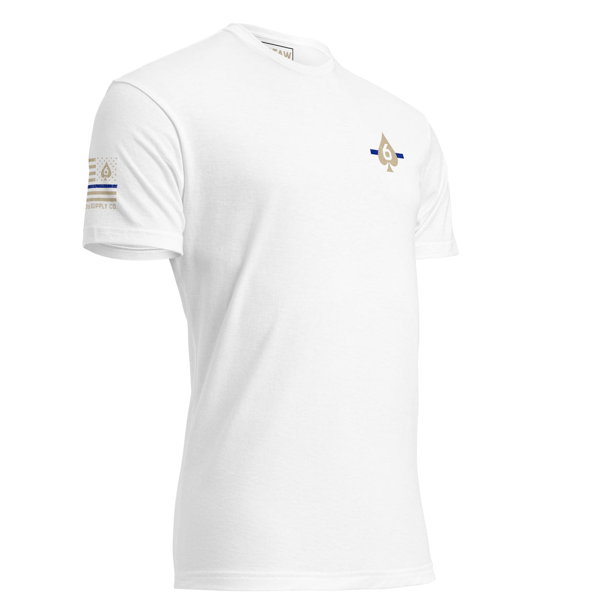 Thin Blue Line — Six of Spade — Honor Series T-Shirt — White, front-right view