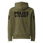 Police K-9 Unit - Heavyweight Duty Wear / RAID Hoodie (Flag & Sleeve Identifiers) in Army - back view