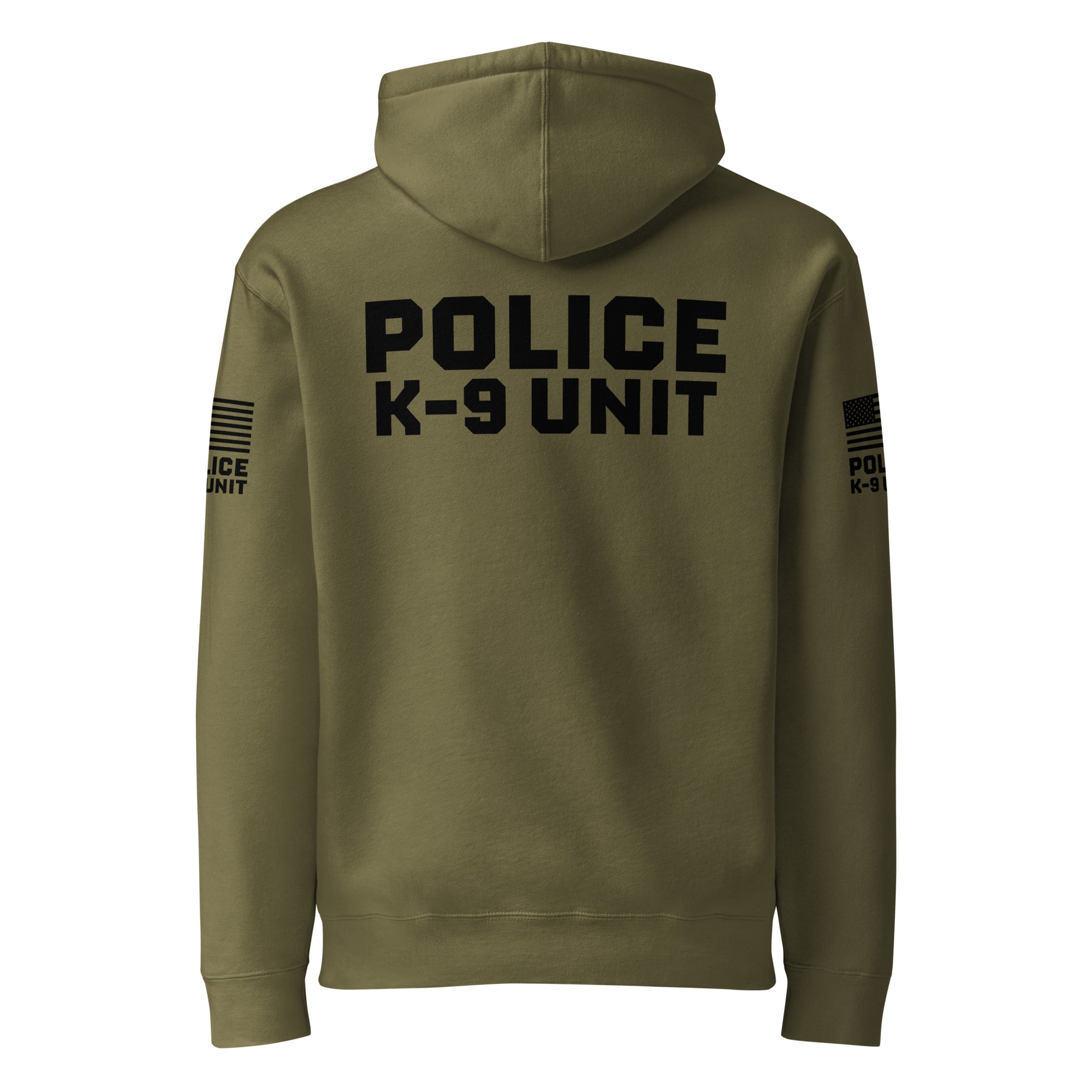 Police K-9 Unit - Heavyweight Duty Wear / RAID Hoodie (Flag & Sleeve Identifiers) in Army - back view